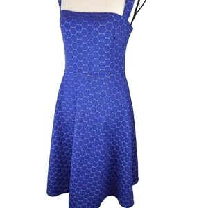 LEOTA Classic Lux Jacquard Fit‎ Flare Cross Strap Dress, Size Small